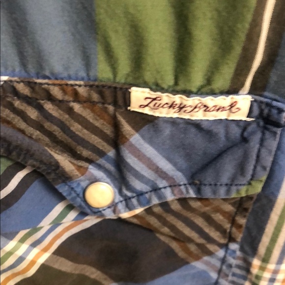 Lucky Brand Blue and Green Casual Button Down Shirt - Picture 3 of 9